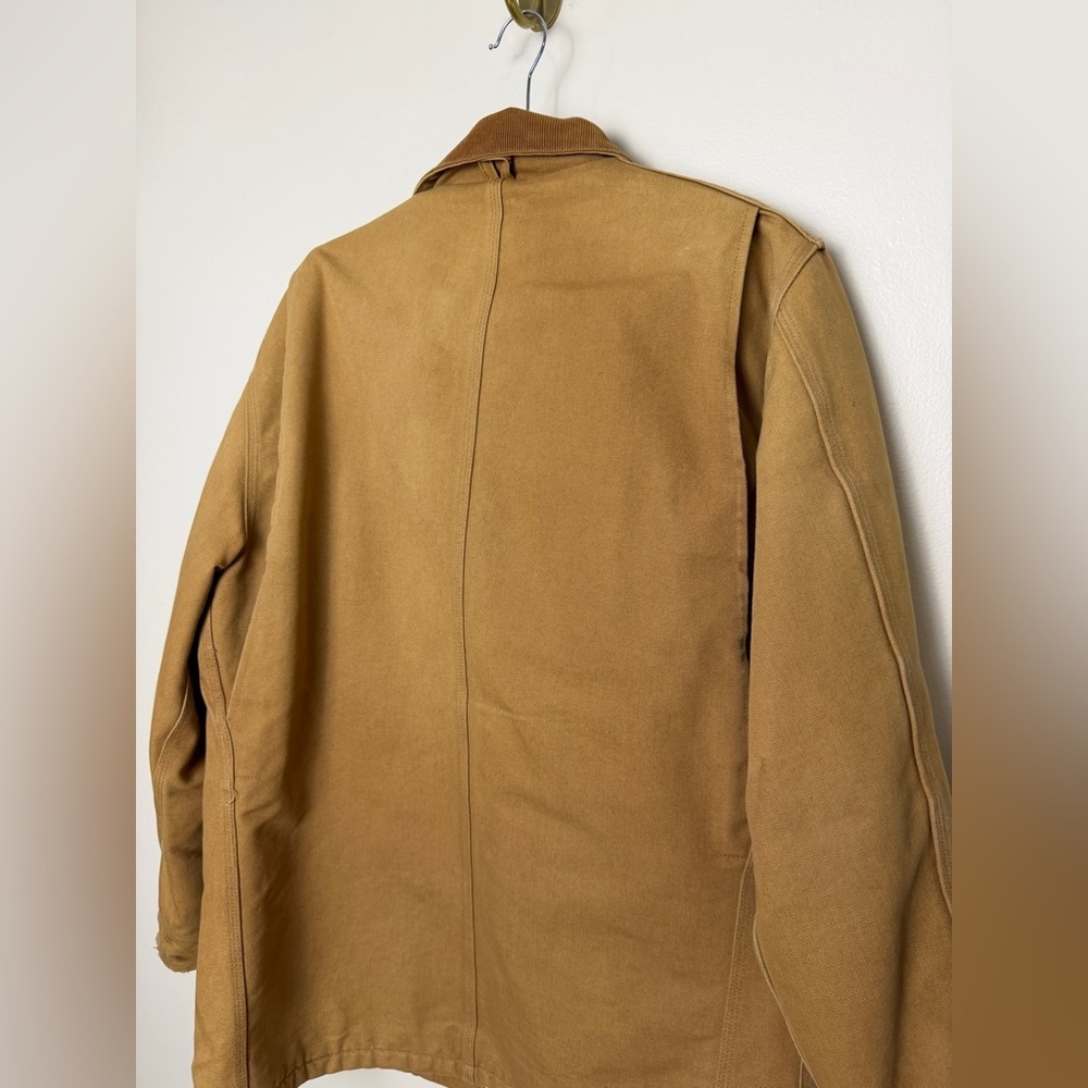 Vintage Y2K CARHARTT CO4 BRN Jacket Mens 44 Brown Canvas Barn Chore pockets coat - Picture 7 of 9